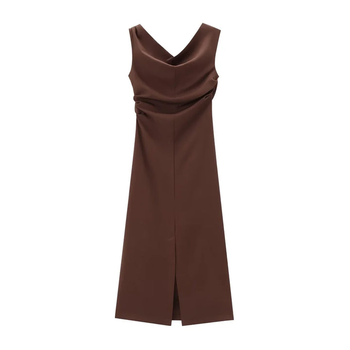 Jenell | Elegantes langes Kleid mit Slim Fit, Off-Shoulder-Kragen und Schlitz hinten
