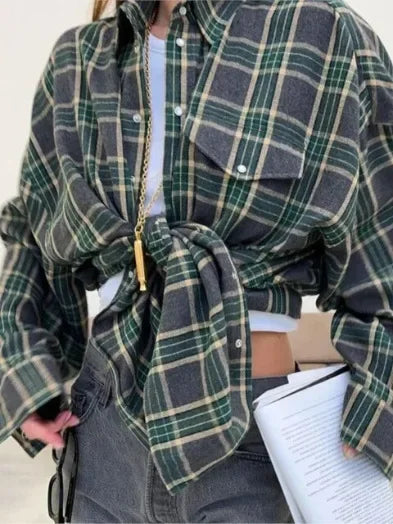 Übergroße Karohemdjacke | Weicher Flanell | Trendiger Lagenlook