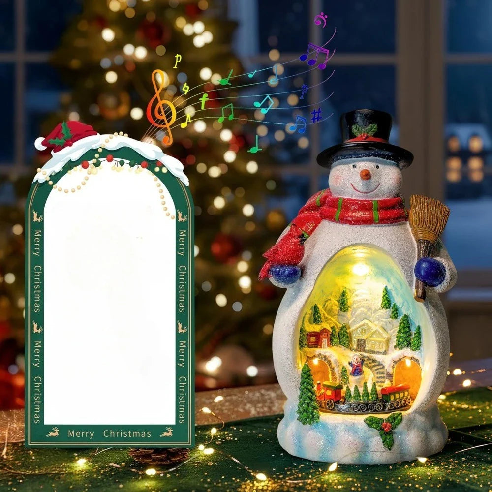 Weihnachtsdorf Schneedorf Figur - Lichter, Musik & rotierender Zug, USB/Batteriebetrieben