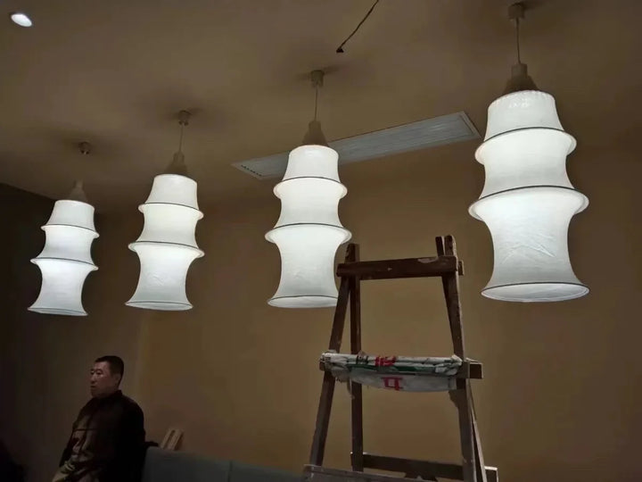 Nordisk Wabi Sabi LED Fabric Pendelleuchte - Minimalistische Deckenleuchte für Wohn- und Esszimmer