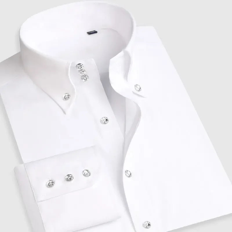Slim Fit Businesshemd für Herren | Elegantes Langarmhemd mit Button-Down Kragen