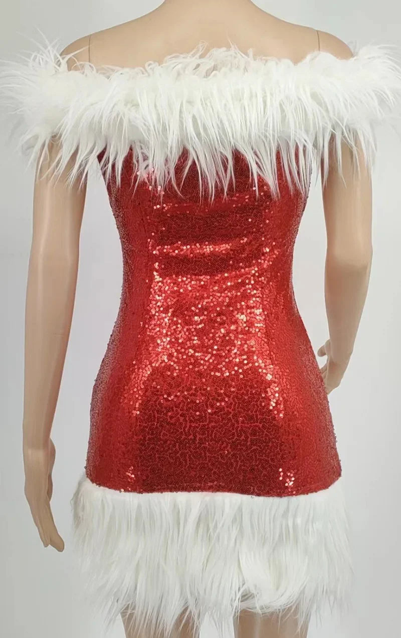 Julemand Kostume Dame Mini Kjole | Paillet Scenetøj