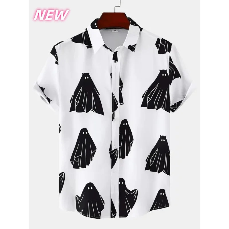 Halloween Aloha Shirt | 3D Geister & Skelett Print Kurzarmhemd im Streetwear-Stil