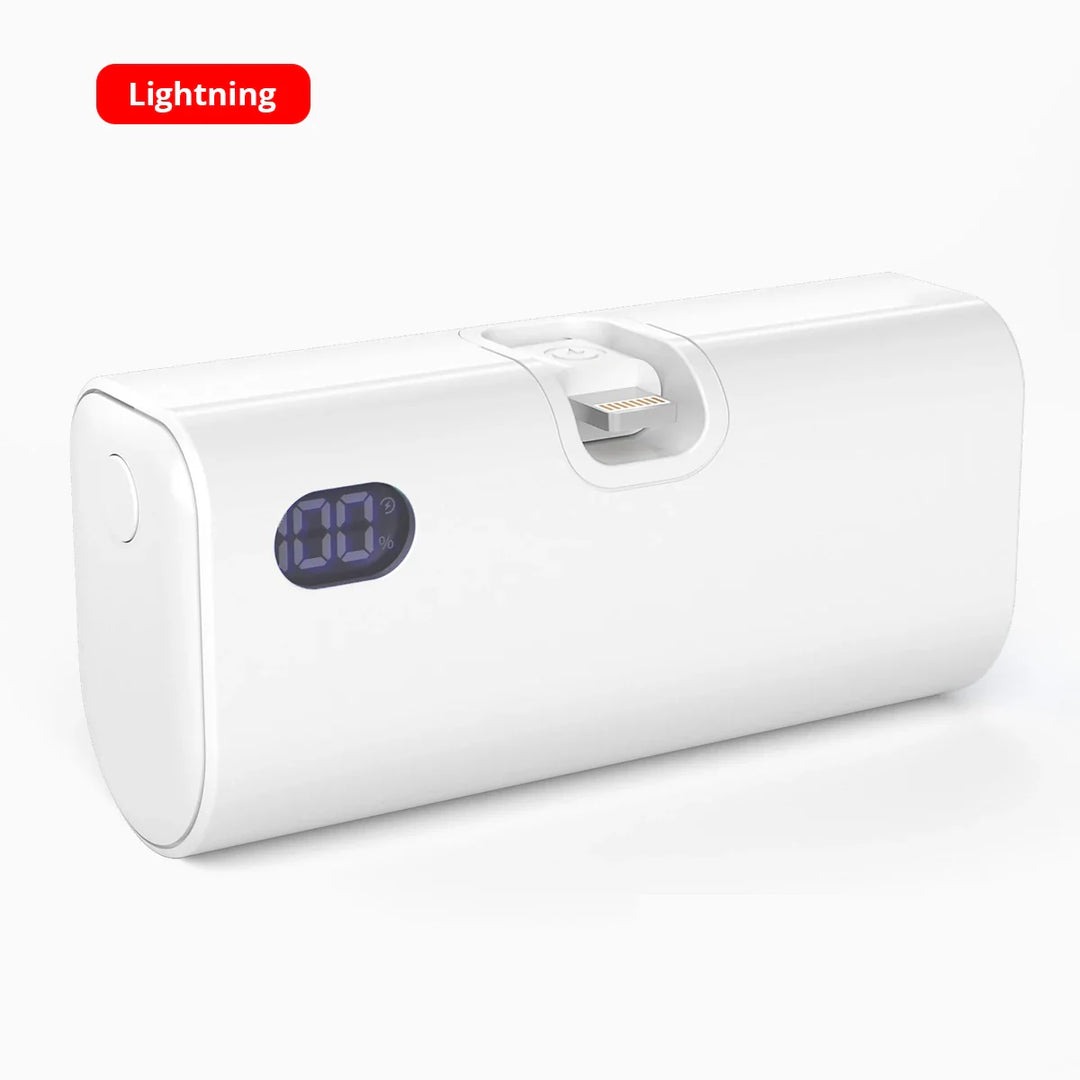 Liboer Faltbarer Externer Akku Schnellladung | 5000mAh USB-C oder Lightning LED-Bildschirm