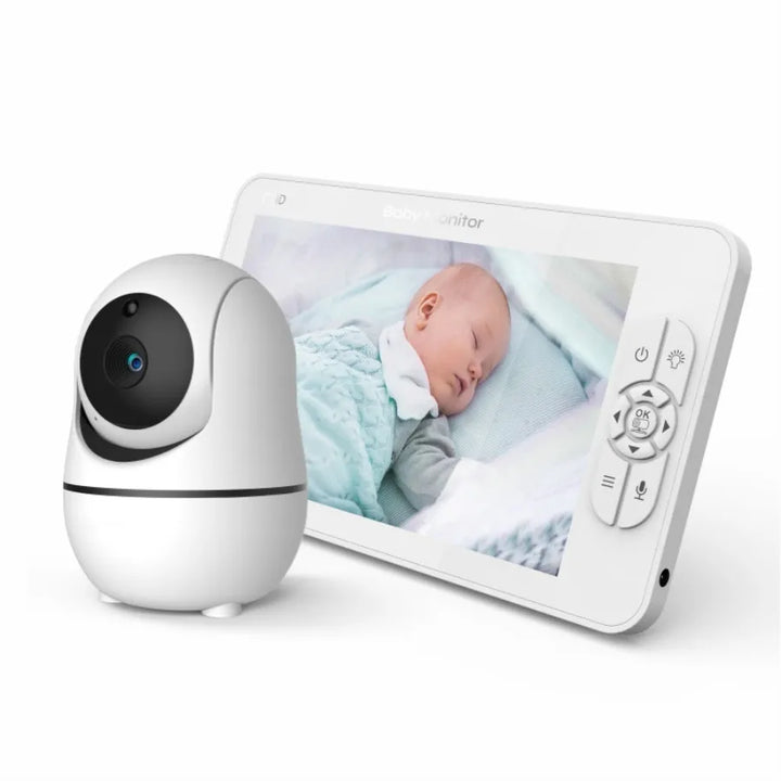 HD Babyphone mit 7" 1080p Bildschirm | 4x Zoom, 24h Akku, Nachtsicht, Ohne WiFi sicher