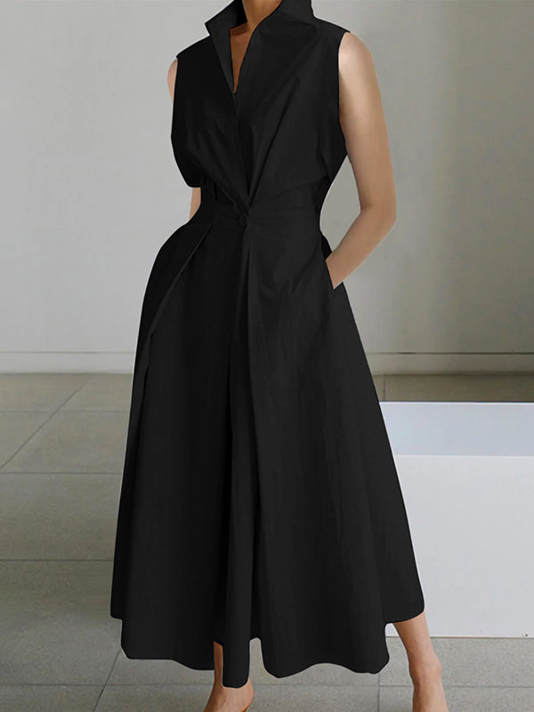 Eleanor | Urbanes weißes Kleid mit Hemdkragen aus Baumwolle