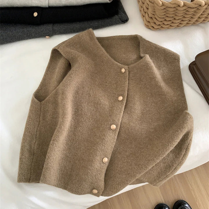 Lieke | Wolle Damen Gilet mit klassischem Knopfverschluss - Chic, Elegant &amp; Bequem&nbsp;