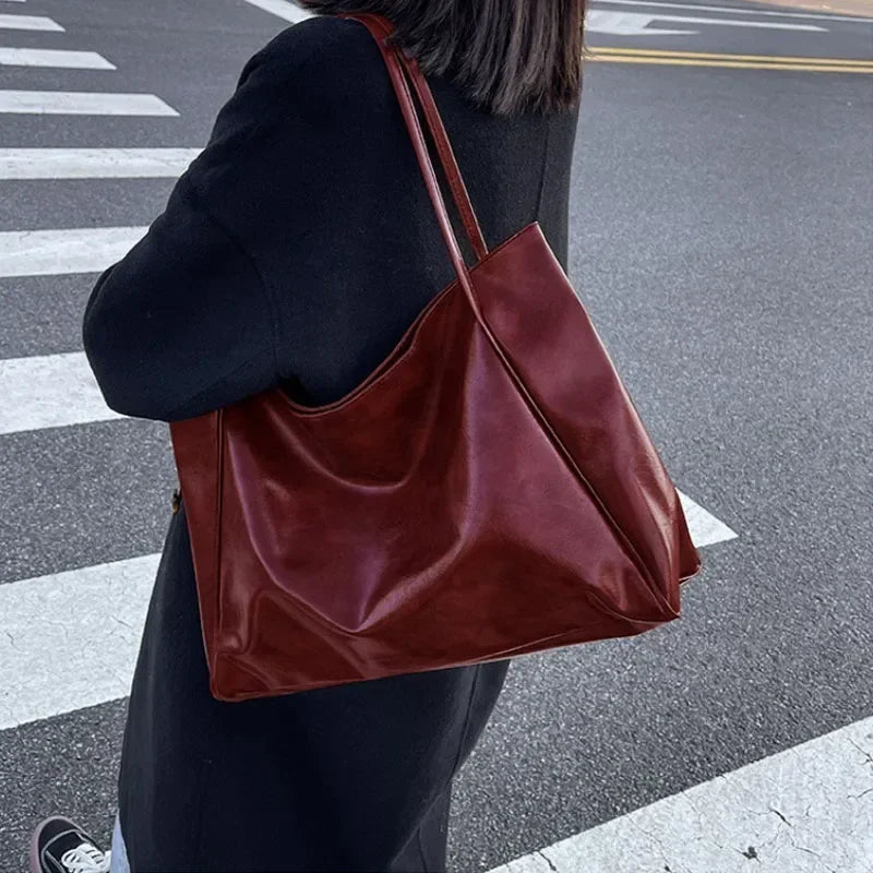 Damen Handtasche | PU-Leder Schultertasche Retro mit großer Kapazität