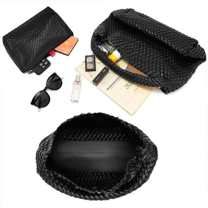 Damen Handtasche Geflochten | Große Umhängetasche für Arbeit, Reise & Sommer