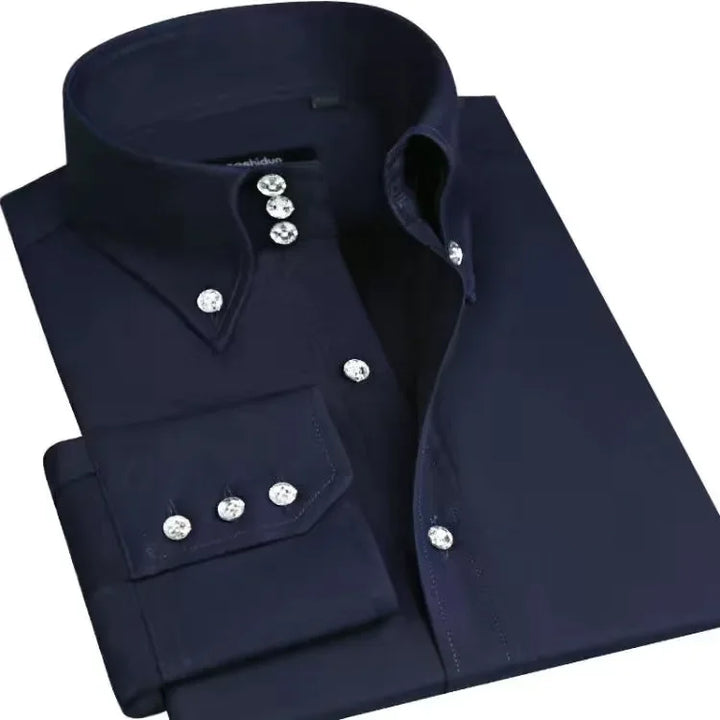 Slim Fit Businesshemd für Herren | Elegantes Langarmhemd mit Button-Down Kragen