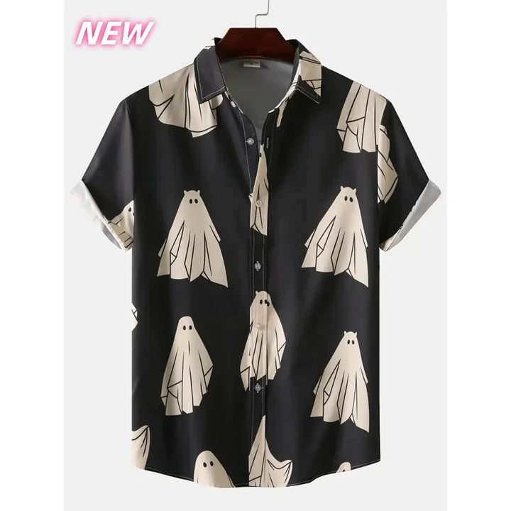 Halloween Aloha Shirt | 3D Geister & Skelett Print Kurzarmhemd im Streetwear-Stil
