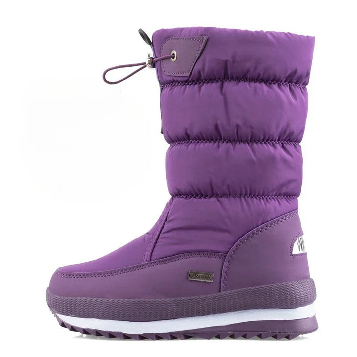 Damen-Schneestiefel | Warme, halbwadenhohe, wasserdichte Stiefel mit Plattform und rutschfestem Fell