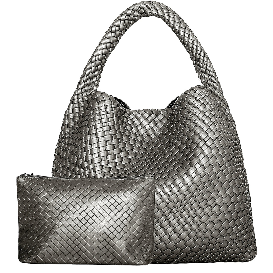 Damen Handtasche Geflochten | Große Umhängetasche für Arbeit, Reise & Sommer