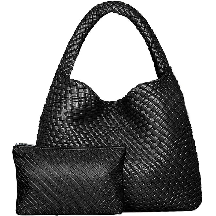 Damen Handtasche Geflochten | Große Umhängetasche für Arbeit, Reise & Sommer