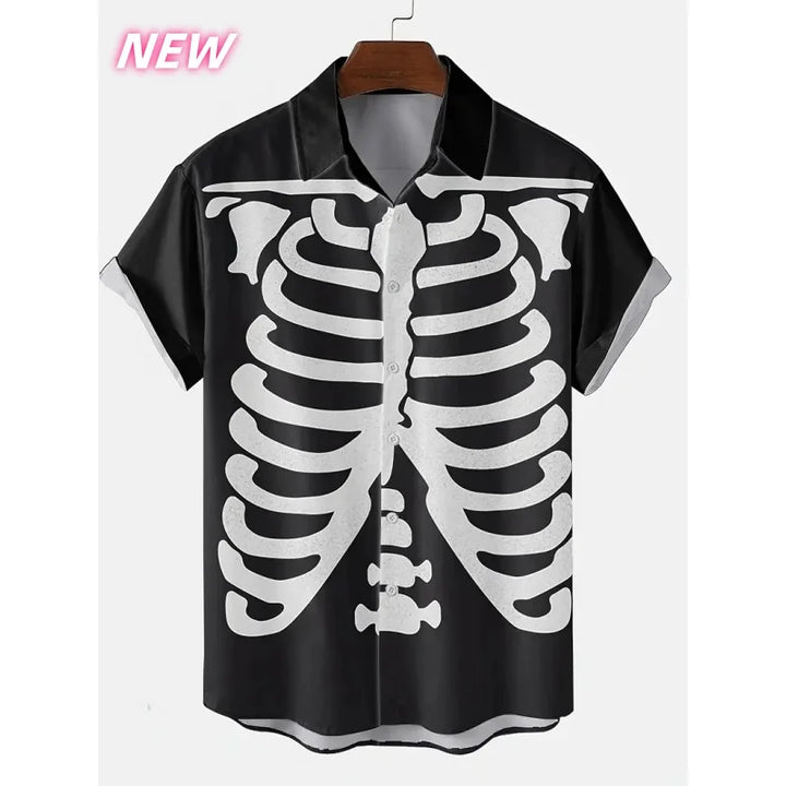 Halloween Aloha Shirt | 3D Geister & Skelett Print Kurzarmhemd im Streetwear-Stil