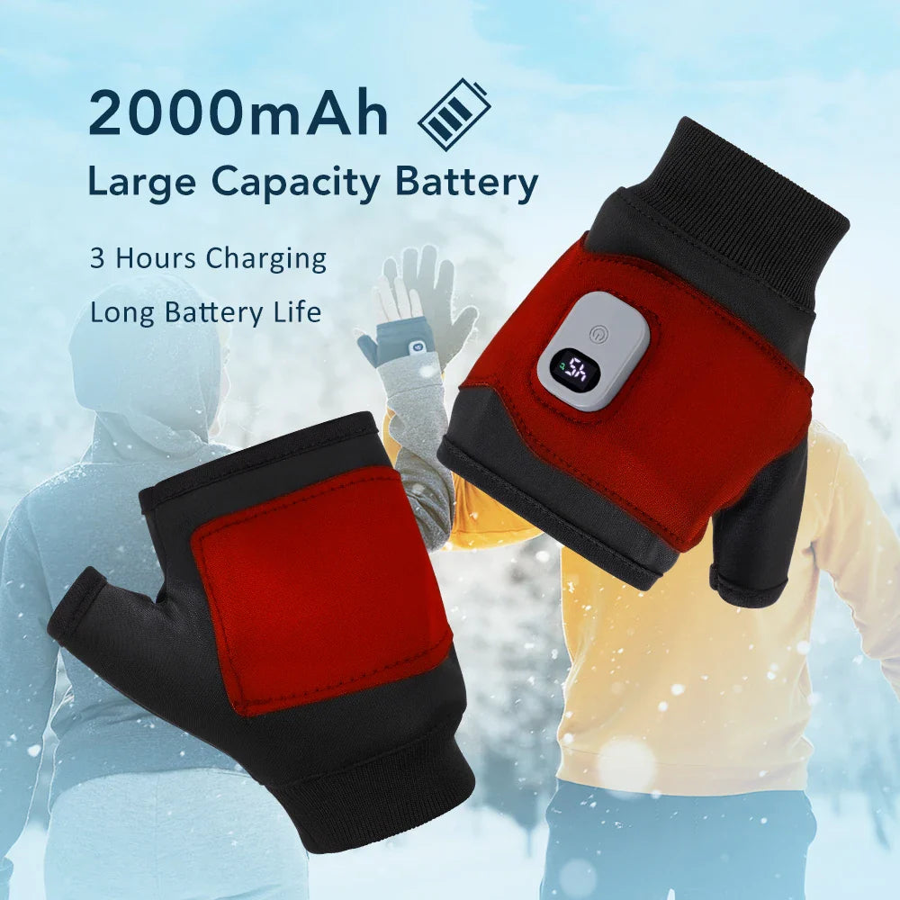 Opvarmede Handsker Fingerløse Genopladelige | Touch Skærm