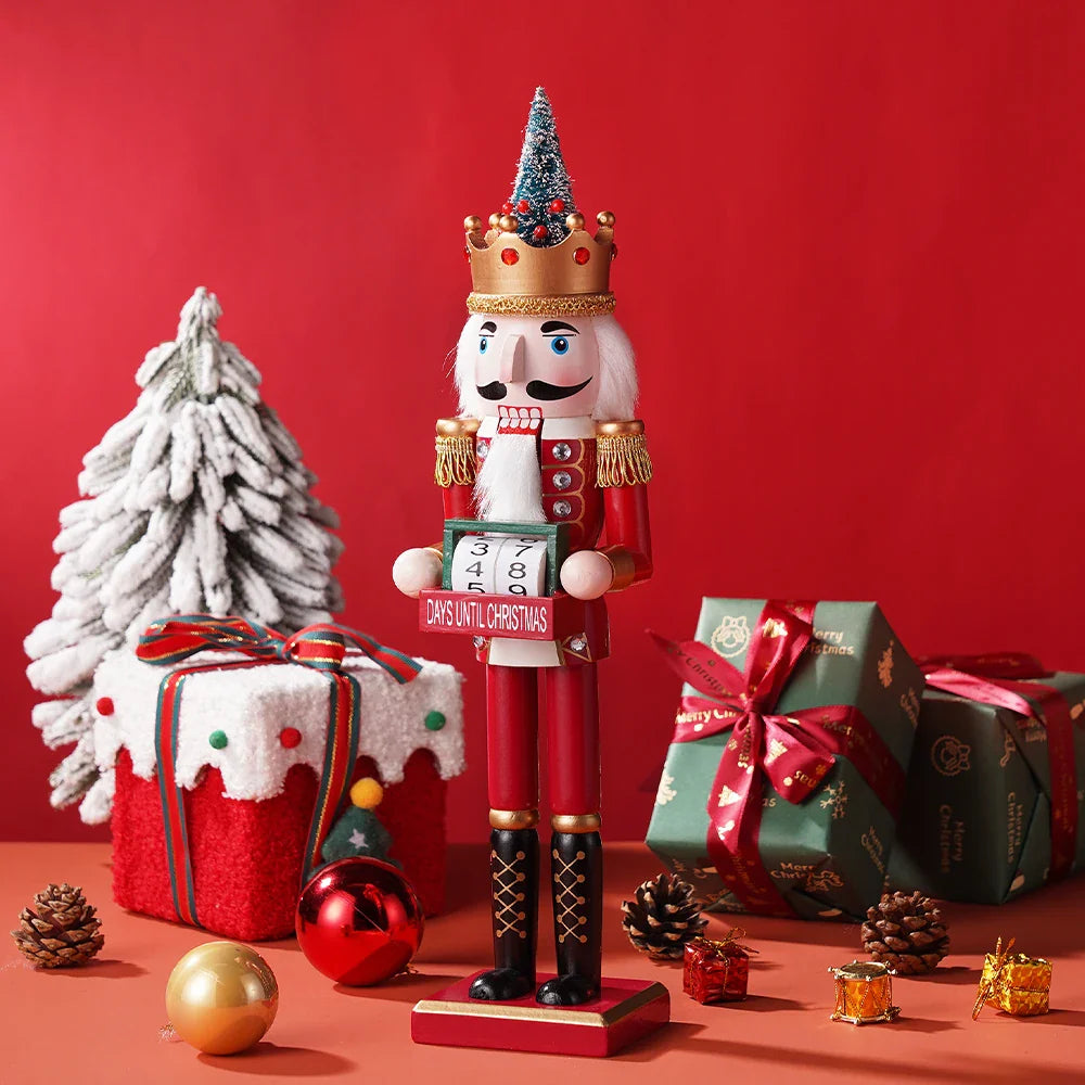 42CM Weihnachten Nussknacker Kalender dekorative Ornament - Holzhandwerk Nussknacker Puppet