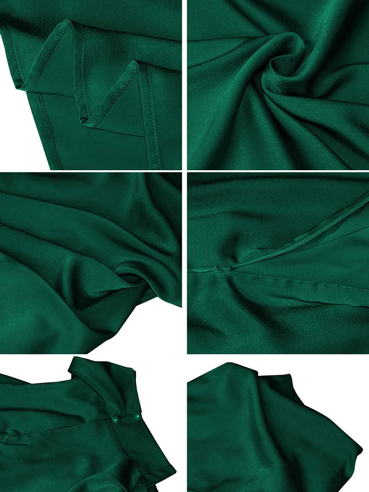 Elegantes Midikleid aus Satin | Asymmetrischer Ausschnitt & Sublimierte Silhouette