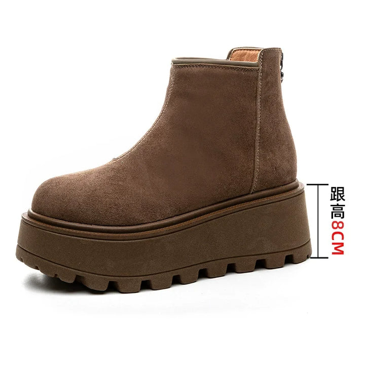 Damen Winterstiefel Wildleder | Chelsea Boots Plattform