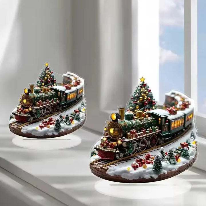 Weihnachtsdorf-Set - Drehender Zug, LED-Lichter und Musikdekoration