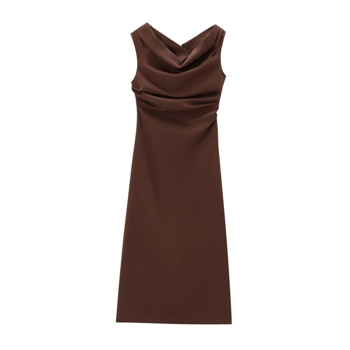 Jenell | Elegantes langes Kleid mit Slim Fit, Off-Shoulder-Kragen und Schlitz hinten