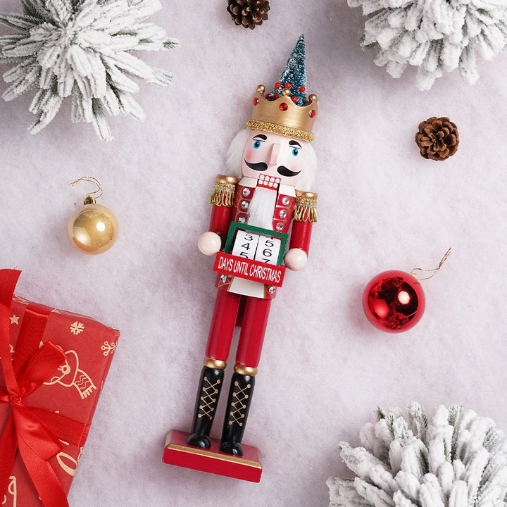 42CM Weihnachten Nussknacker Kalender dekorative Ornament - Holzhandwerk Nussknacker Puppet