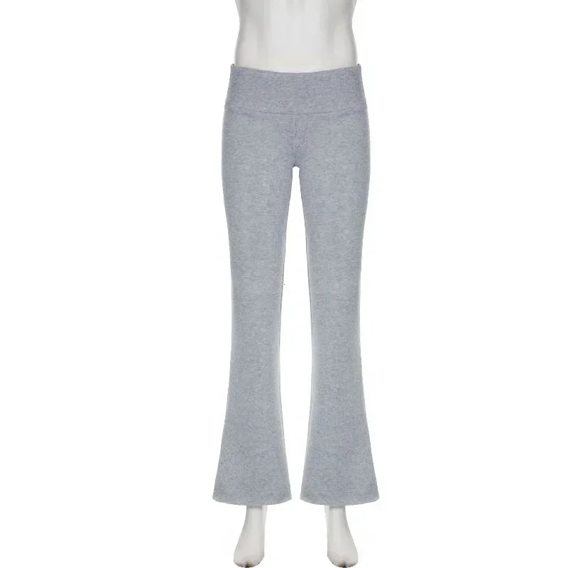 Damen Hose | Flared Bootcut, Tiefer Bund, Basic Y2K Streetstyle, Herbst & Frühling