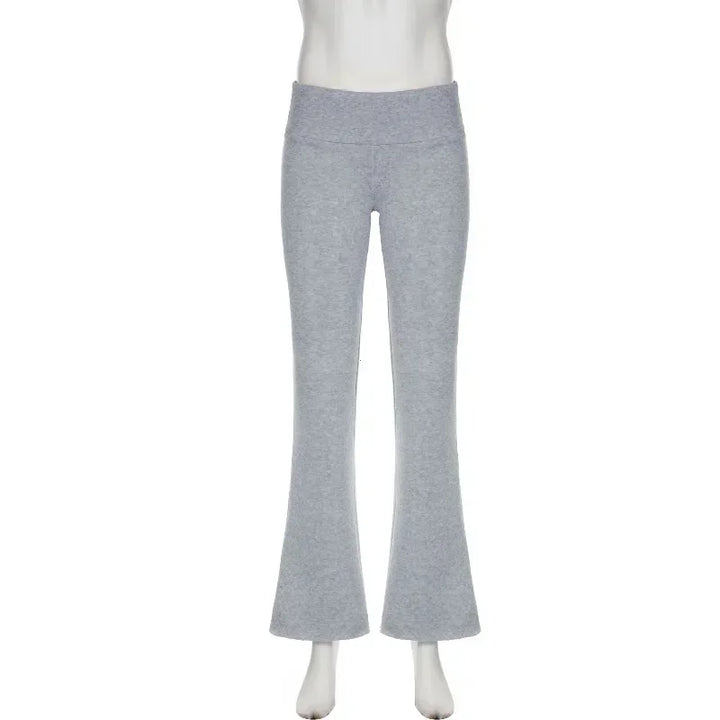 Damen Hose | Flared Bootcut, Tiefer Bund, Basic Y2K Streetstyle, Herbst & Frühling