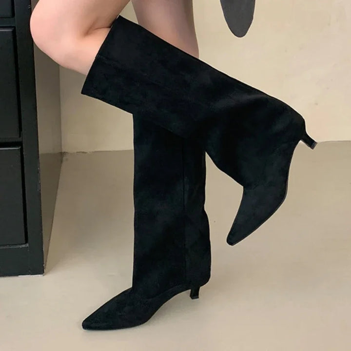 Botas altas de invierno para mujer 2025 | Botas de estilo urbano con punta y tacón bajo 