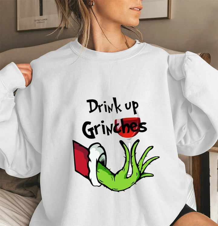 Sweatshirt Dame Rund Hals Drink up grinches | Jule Tegneserie