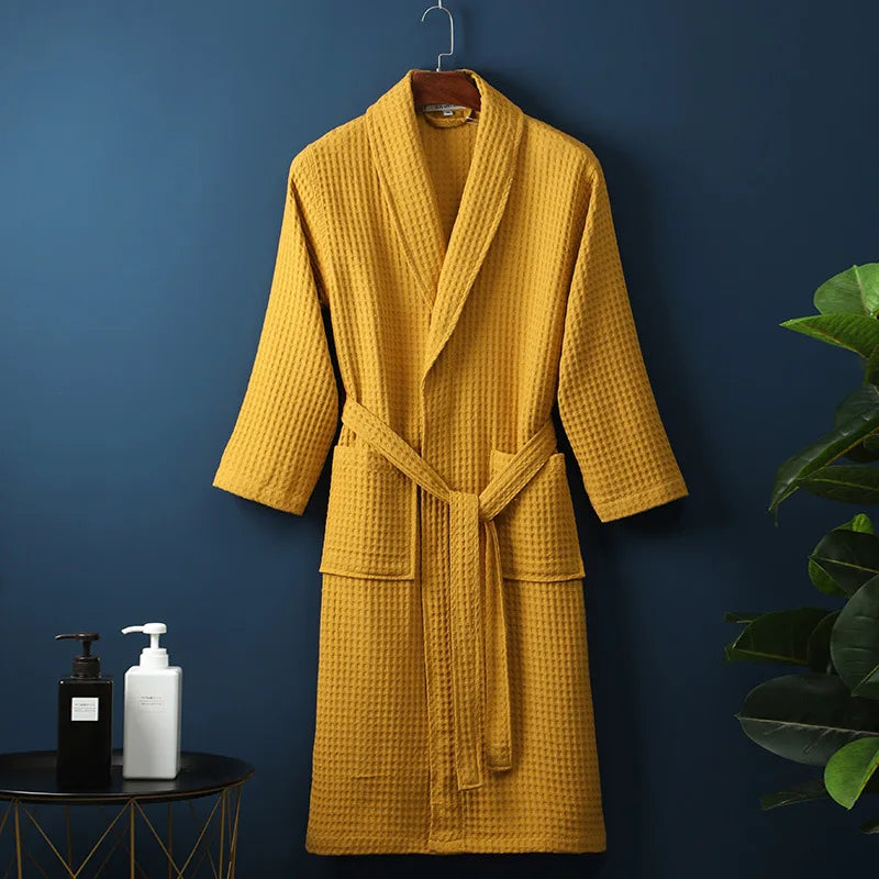 Leichter Und Atmungsaktiver Unisex Bademantel Mit Waffelstruktur