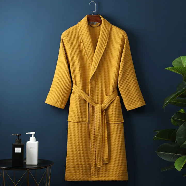 Leichter Und Atmungsaktiver Unisex Bademantel Mit Waffelstruktur