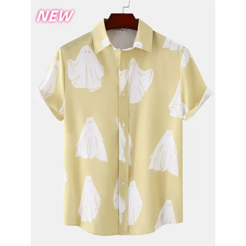 Halloween Aloha Shirt | 3D Geister & Skelett Print Kurzarmhemd im Streetwear-Stil