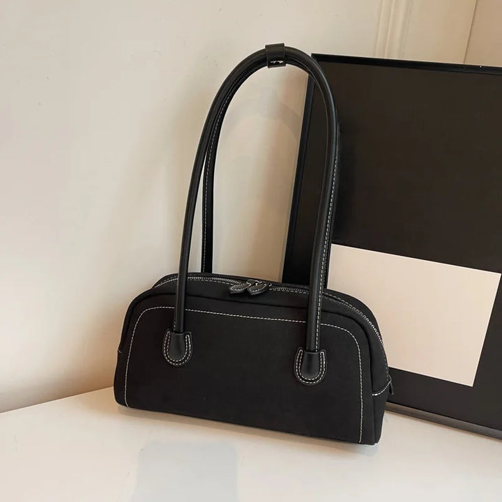 Bolso de hombro para mujer | Bolso de ante sintético con cremallera y múltiples compartimentos