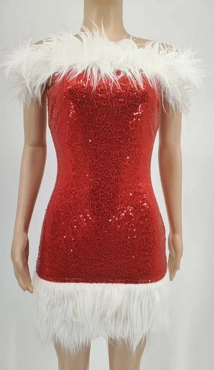 Julemand Kostume Dame Mini Kjole | Paillet Scenetøj