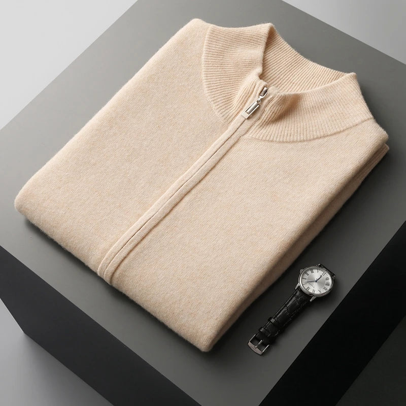 Strickpullover mit Reißverschluss | Woll-Sweater mit Stehkragen für Herbst & Winter
