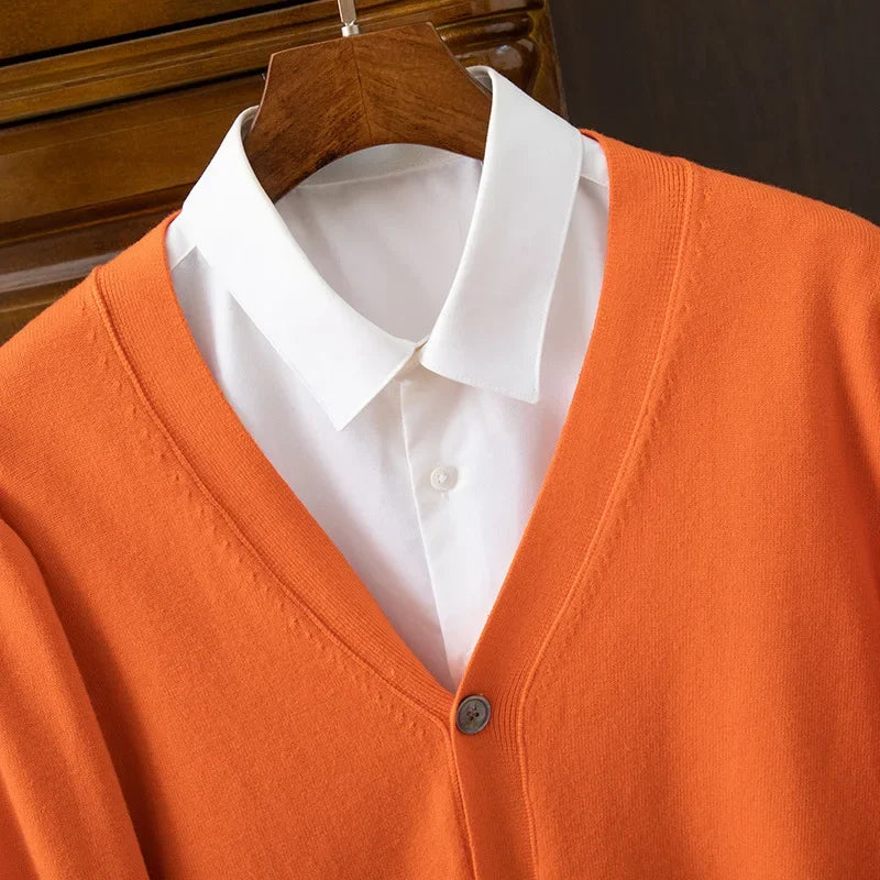 Herren Strickjacke | Klassischer Business-Casual V-Neck, Solide Farbe, Koreanischer Stil