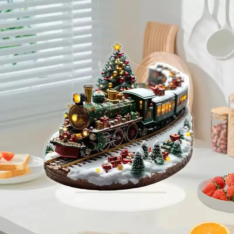Weihnachtsdorf-Set - Drehender Zug, LED-Lichter und Musikdekoration