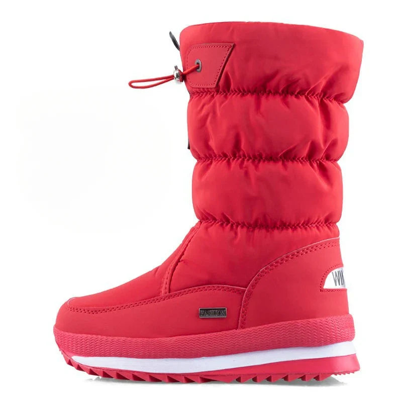 Damen-Schneestiefel | Warme, halbwadenhohe, wasserdichte Stiefel mit Plattform und rutschfestem Fell