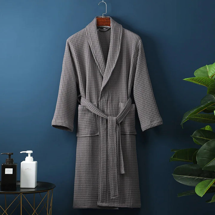 Leichter Und Atmungsaktiver Unisex Bademantel Mit Waffelstruktur