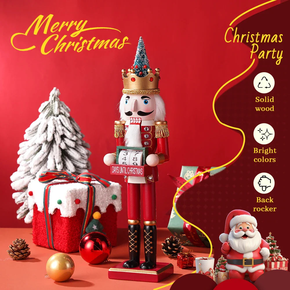42CM Weihnachten Nussknacker Kalender dekorative Ornament - Holzhandwerk Nussknacker Puppet