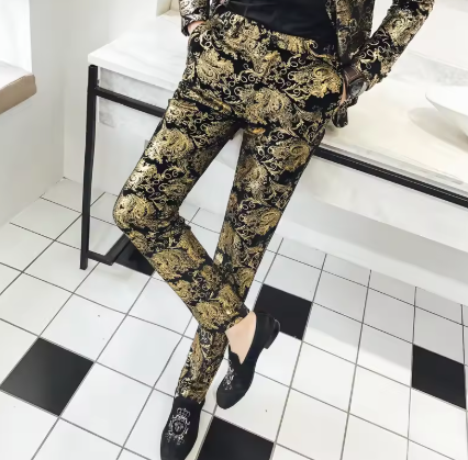 Anzug-Set Glänzendes Gold und Silber 2-teiliges Set - Koreanischer Stil