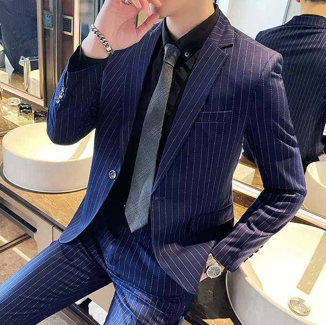 Hochwertiger zweiteiliger Slim Fit Anzug, Hose und Jacket Combo
