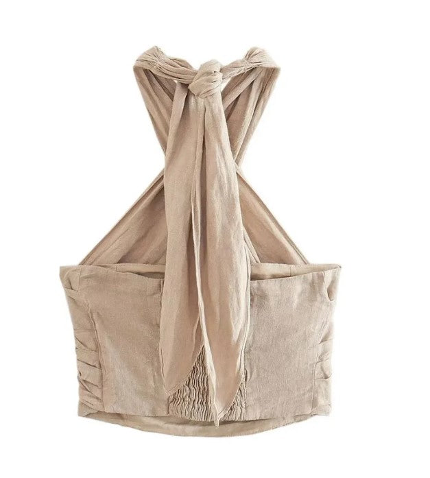 Elena Leinen-Top mit Halter-Kragen | Eleganz & Leichtigkeit
