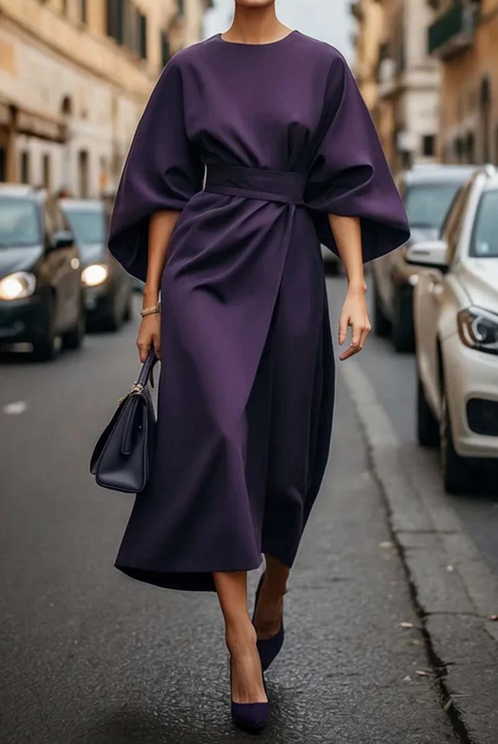 Victoria Grace Damenkleid mit Laternenärmeln & Taillengürtel | Elegant & Vielseitig für Events