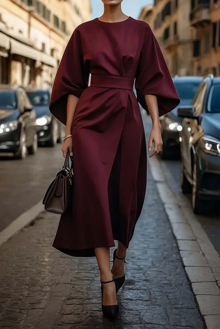 Victoria Grace Damenkleid mit Laternenärmeln & Taillengürtel | Elegant & Vielseitig für Events