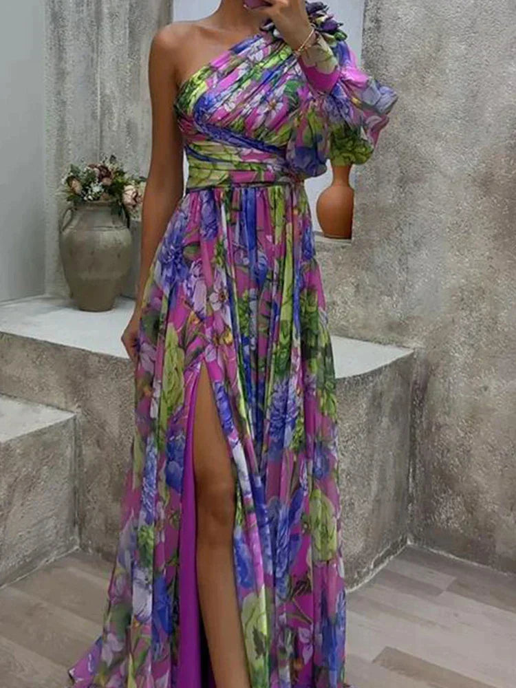 Lilac | Elegantes Kleid für Frauen mit entblößter Schulter und schmeichelhaftem Schnitt