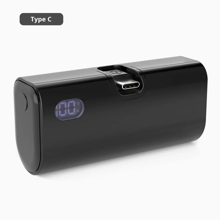 Liboer Faltbarer Externer Akku Schnellladung | 5000mAh USB-C oder Lightning LED-Bildschirm