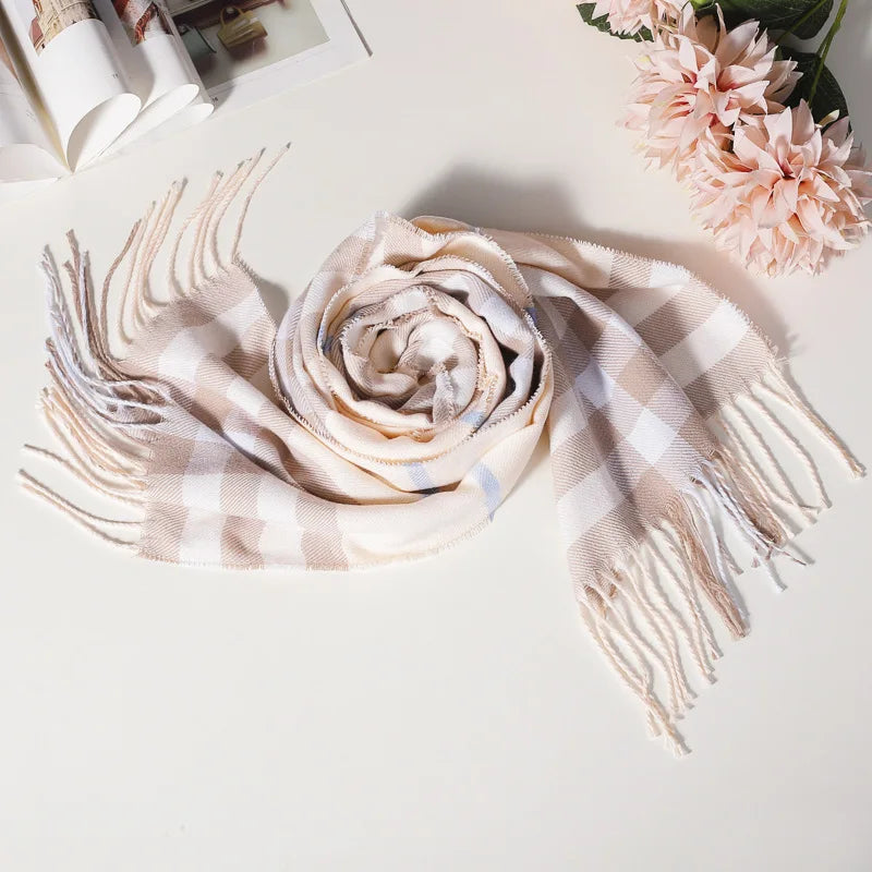 Herren Plaid Winterschal - Hohe Qualität, Warmer Streifen Schal mit Quasten