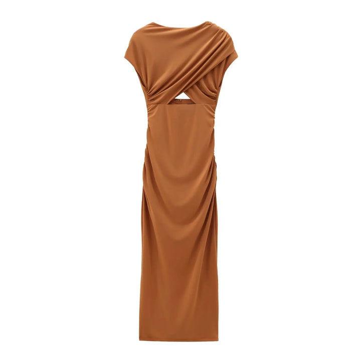 Amandine | Elegantes Neckholder-Kleid mit Plissee und Schlitz für einen raffinierten Look